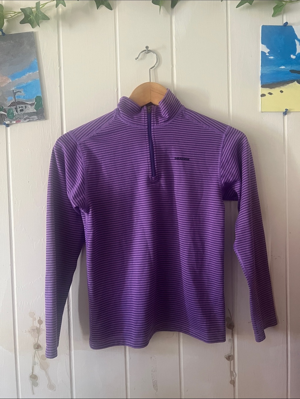 🍎❤️Patagonia Purple Striped 1/4 Zip Pullover Top